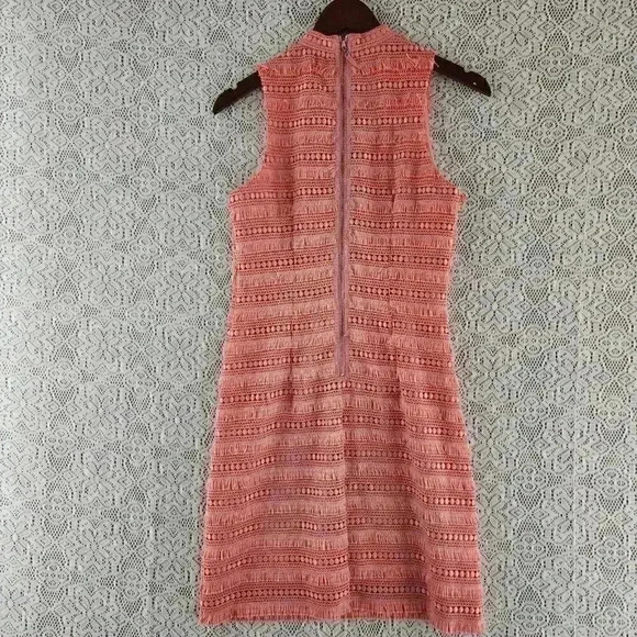 J. Crew High Neck Fringe Orange Mini Shift Dress Size 0 - Picture 2 of 9
